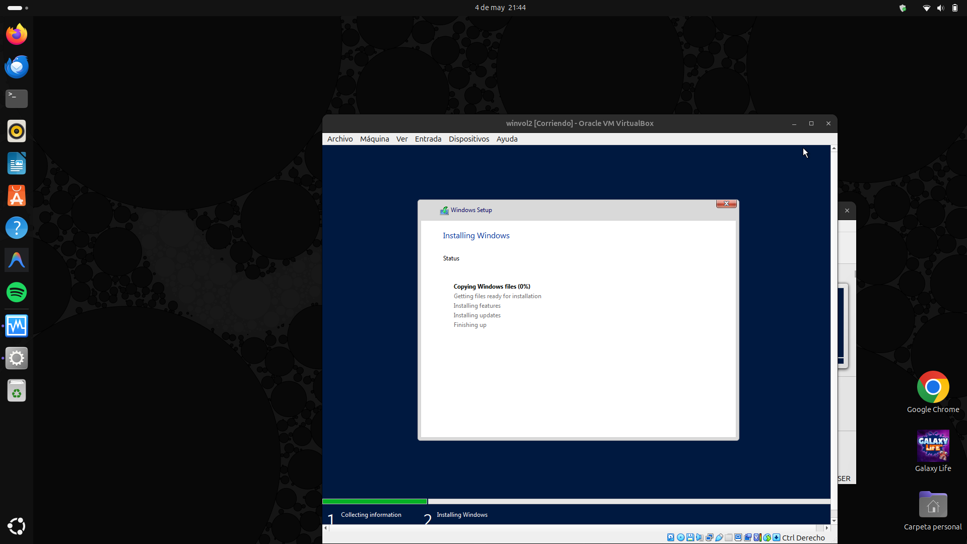 Installing Windows - Copying files