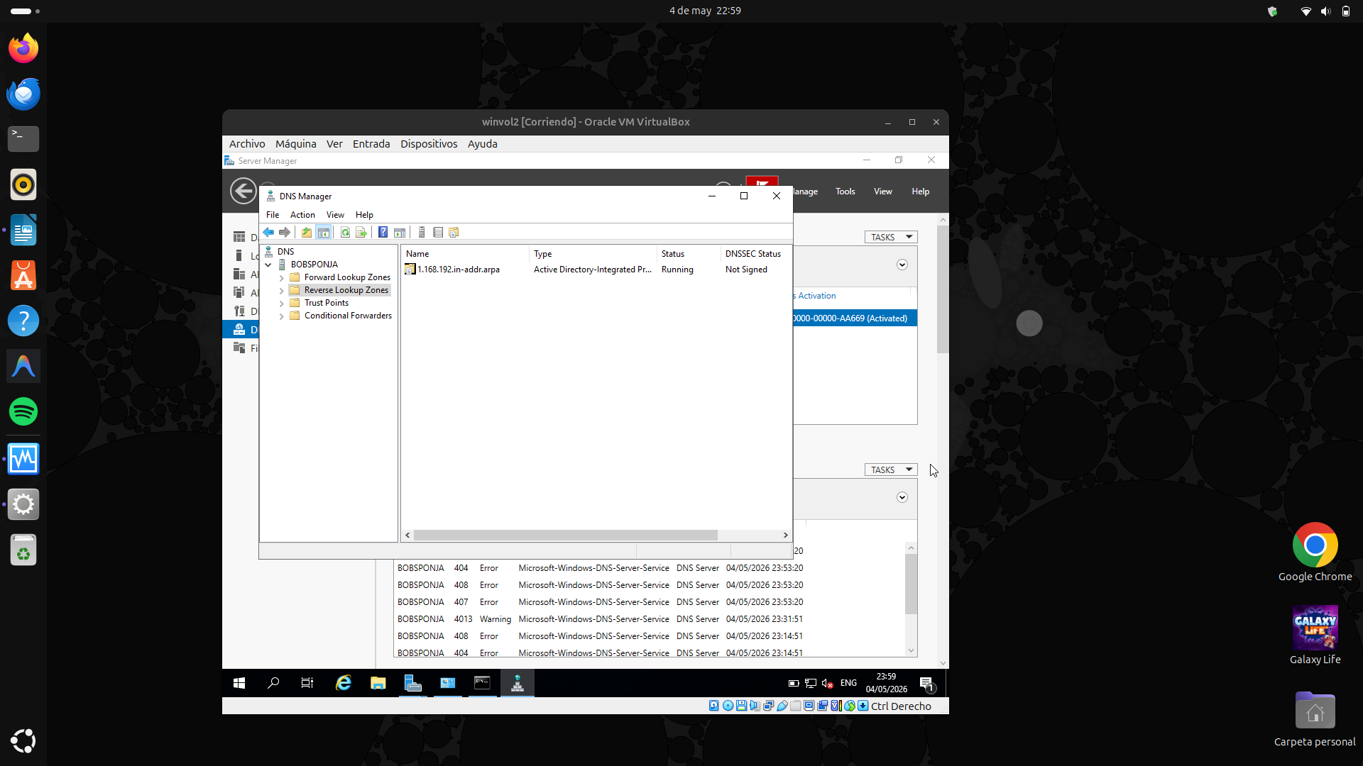 DNS Reverse Zone activa