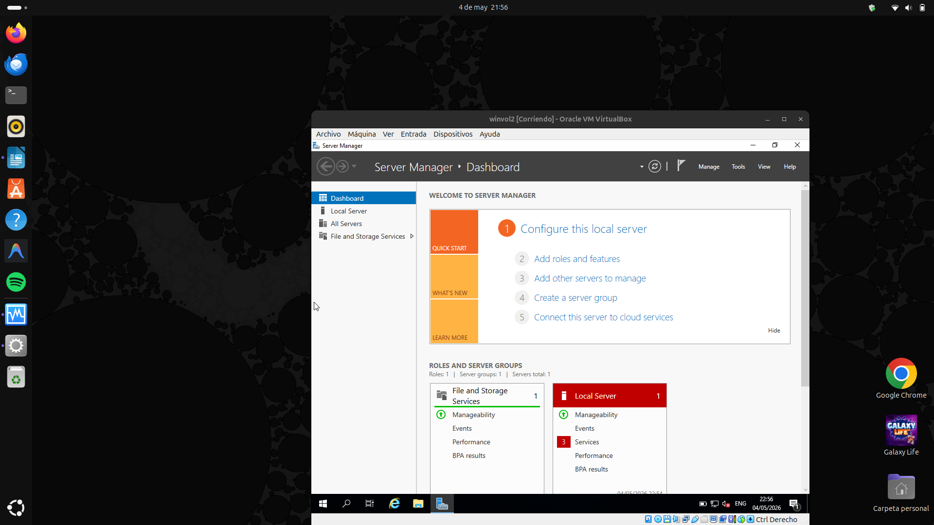 Server Manager inicial